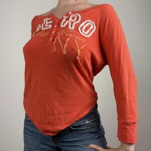 Aeropostale Women's Orange Henley Shirt